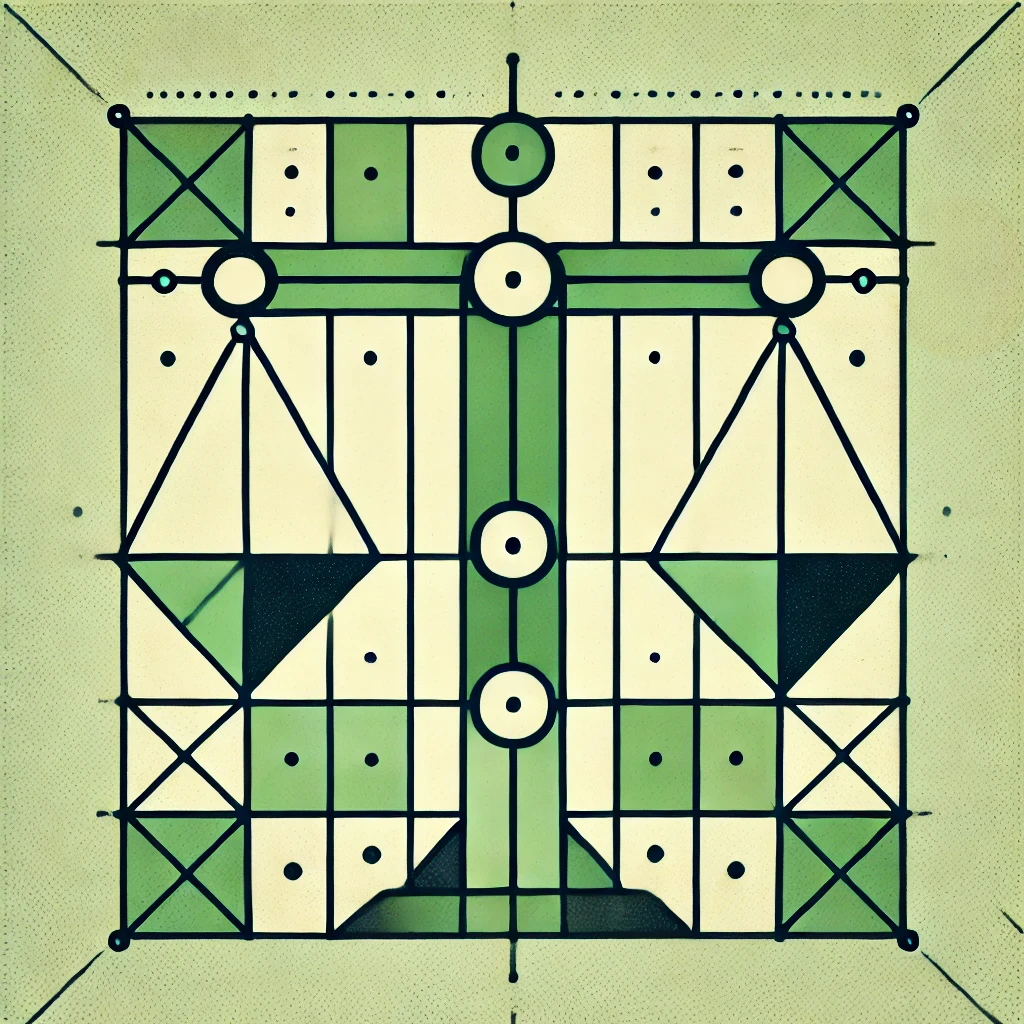 Neobrutalist depiction of balance symbolizing reasoning and rationality